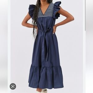 URBAN OUTFITTERS moon river embroidered dress, size S, navy blue

Removed tag